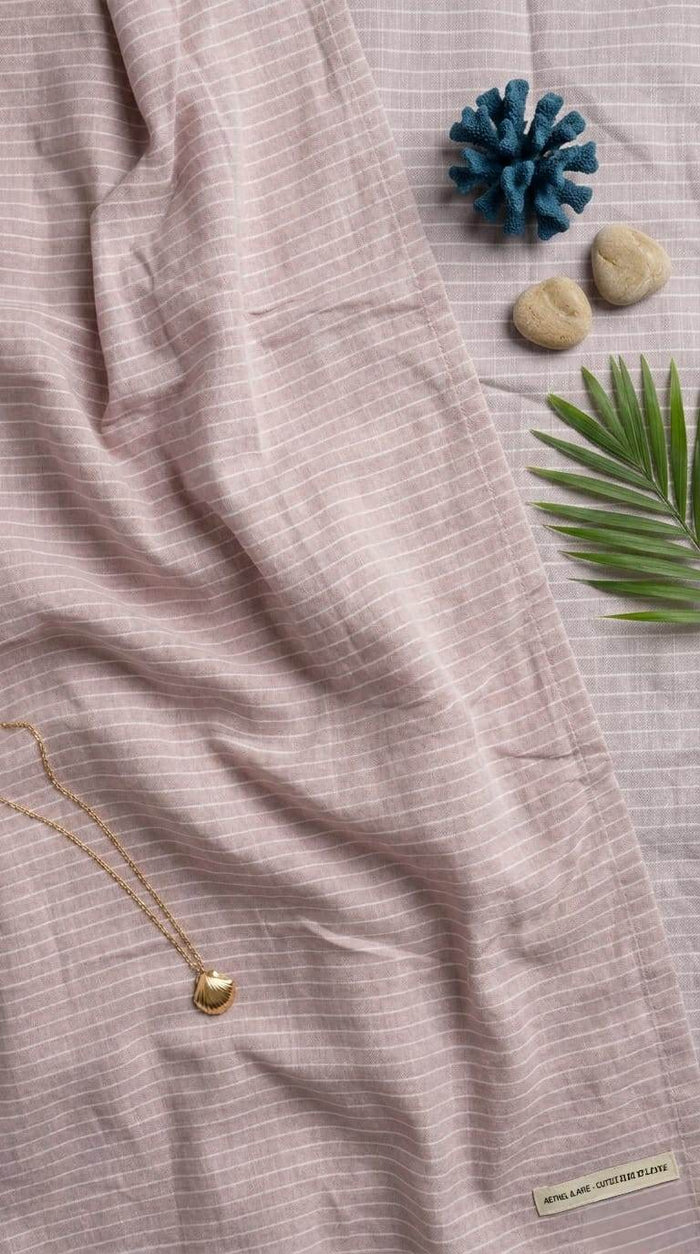 Dusty Rose Striped Cotton-Linen Blend cotton linen fabric
