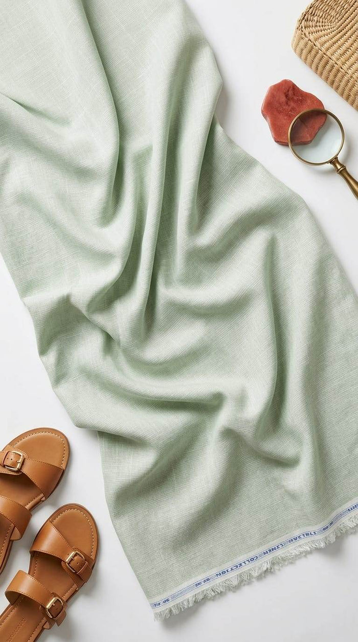 Premium Ethereal Sage Green Cotton-Linen Blend 60 Lea fabric