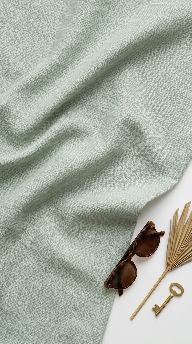 Premium Ethereal Sage Green Cotton-Linen Blend 60 Lea fabric