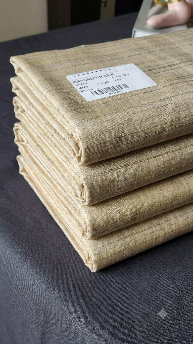 Earthy Elegance – Handwoven Bhagalpur Tussar Silk with Subtle Texture Export quality