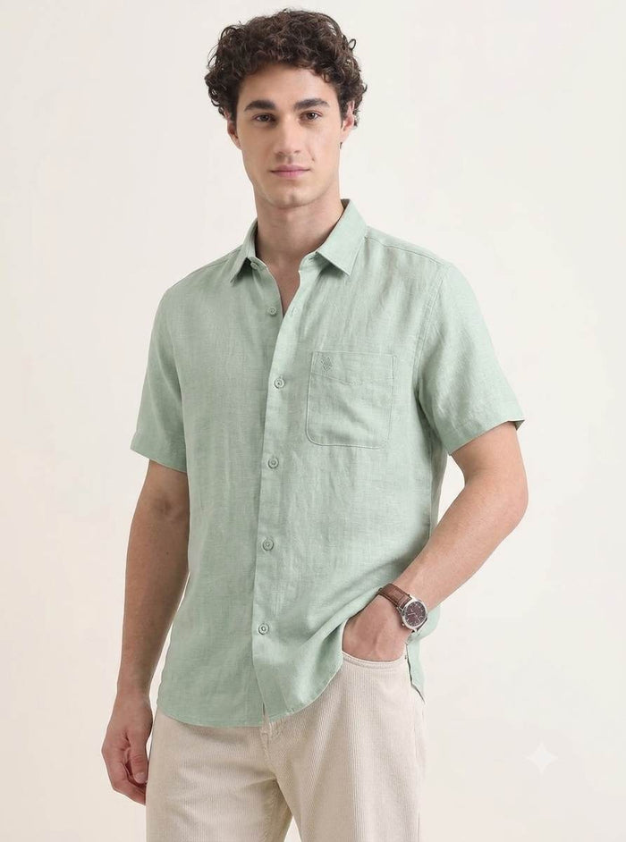 Premium Ethereal Sage Green Cotton-Linen Blend 60 Lea fabric