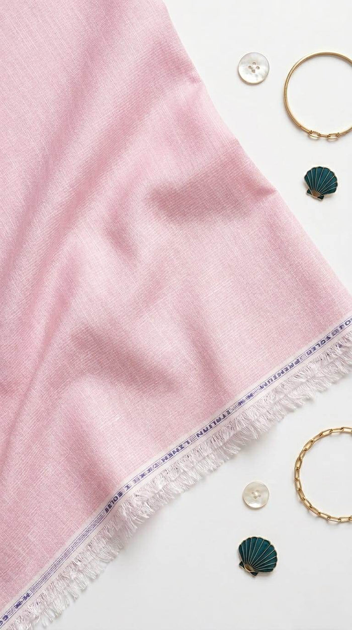 Premium Italian-Finish Soft Pink Cotton-Linen Blend 60Lea