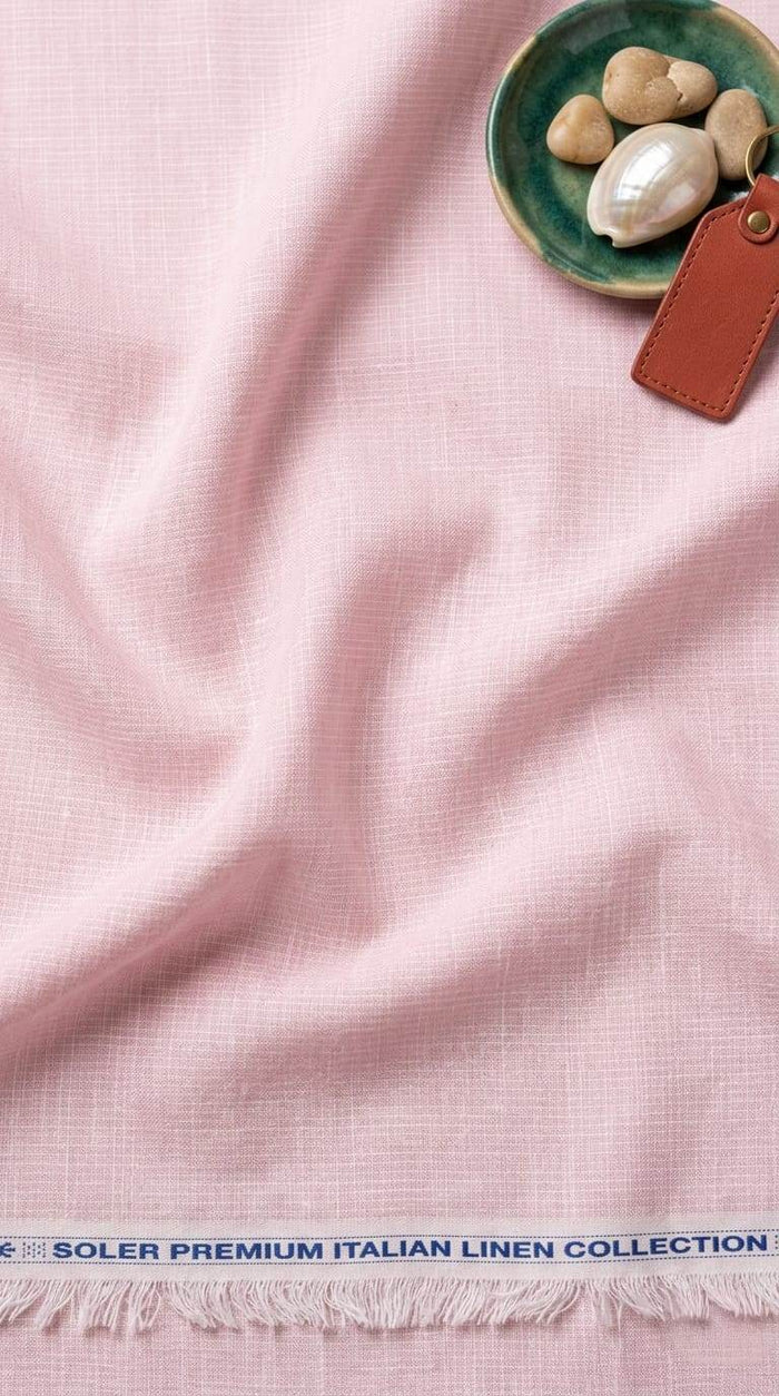 Premium Italian-Finish Soft Pink Cotton-Linen Blend 60Lea