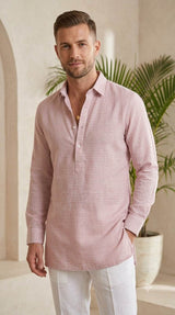 Dusty Rose Striped Cotton-Linen Blend cotton linen fabric