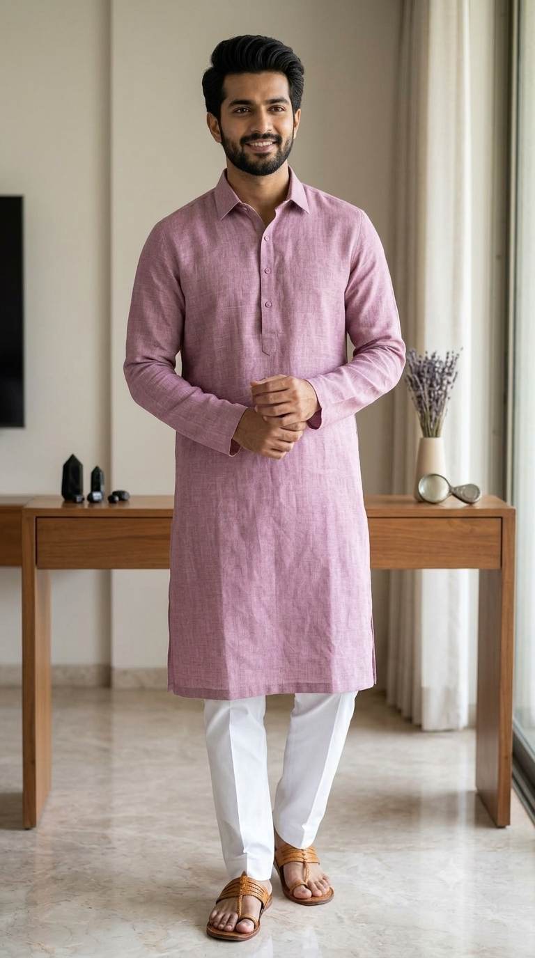 Soft, Elegant Mauve-Pink 100%Pure Linen 60 Lea Fabric(No cotton)
