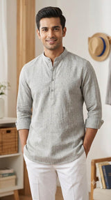 Cool Grey 100% Pure Linen 60 Lea Fabric(No cotton)