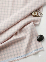 Light  Peach base check Pattern "La Italia"Cotton Linen Fabric