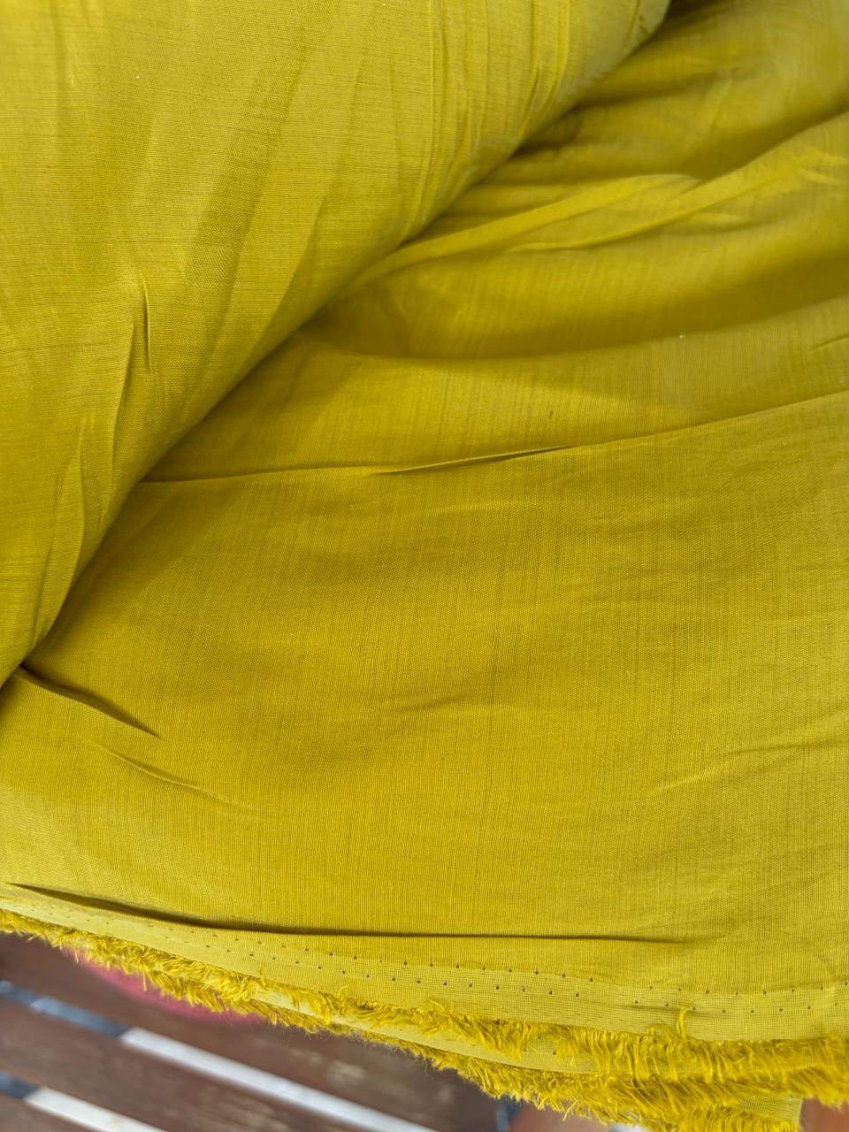 Olive Gold  Mul Chanderi Fabric – Breathable Elegance(Big Width)