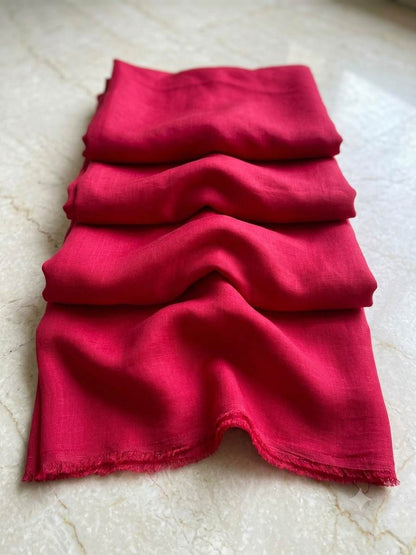 Rich Hot Pink Mul Chanderi Fabric (Big Width)
