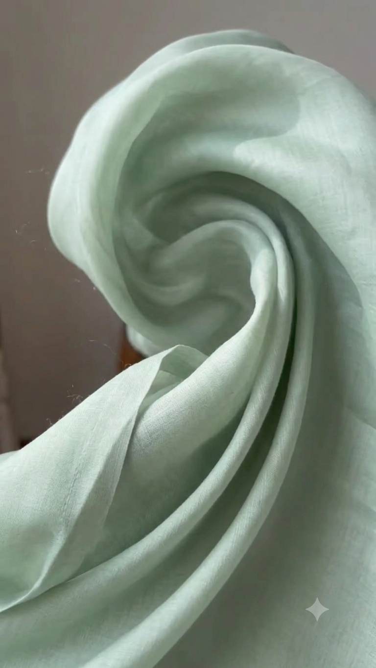 Ethereal Mint Mul Chanderi Fabric (Big Width)