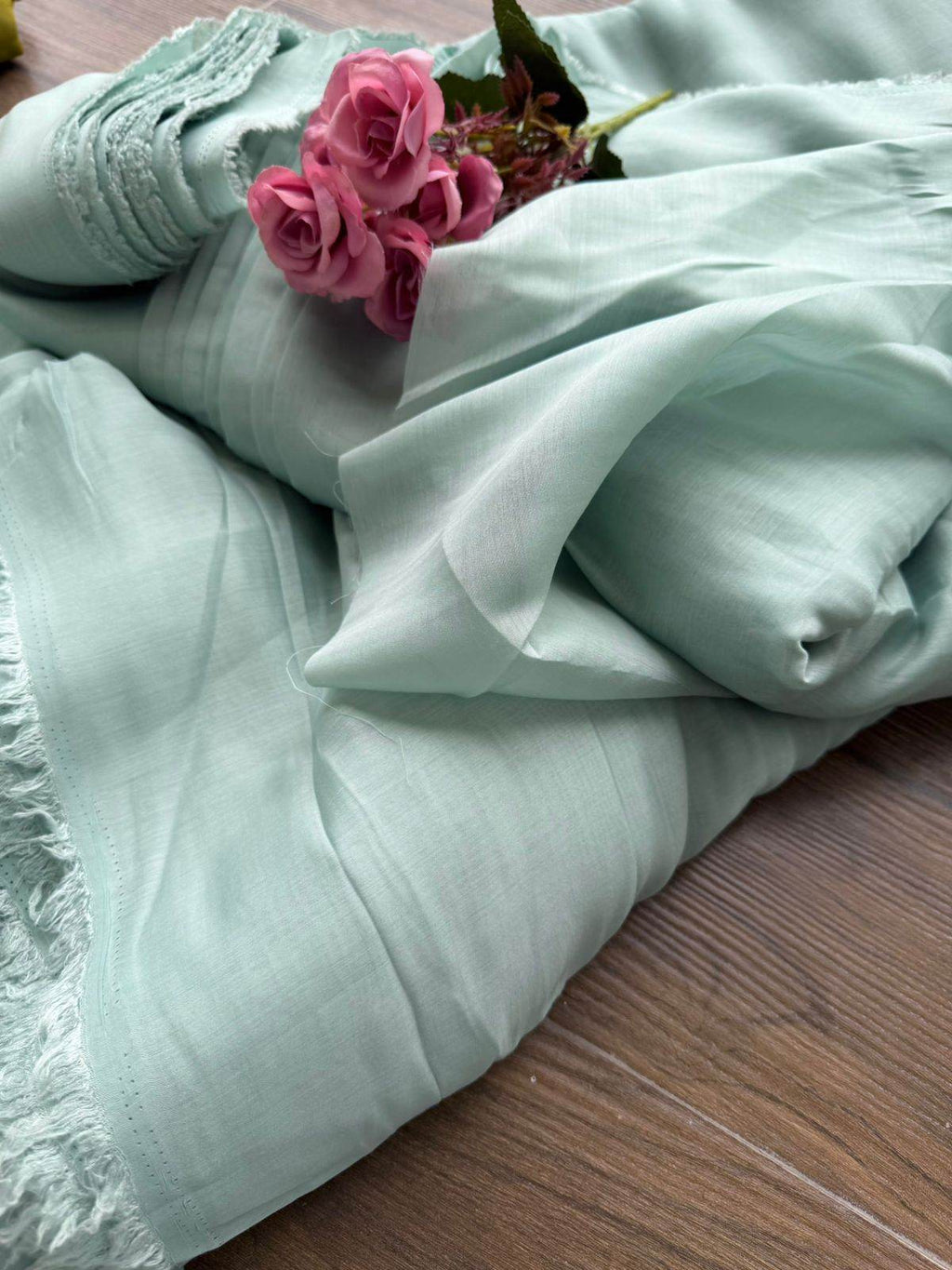 Ethereal Mint Mul Chanderi Fabric (Big Width)
