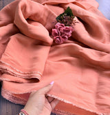 Ethereal Peach Mul Chanderi Fabric (Big Width)