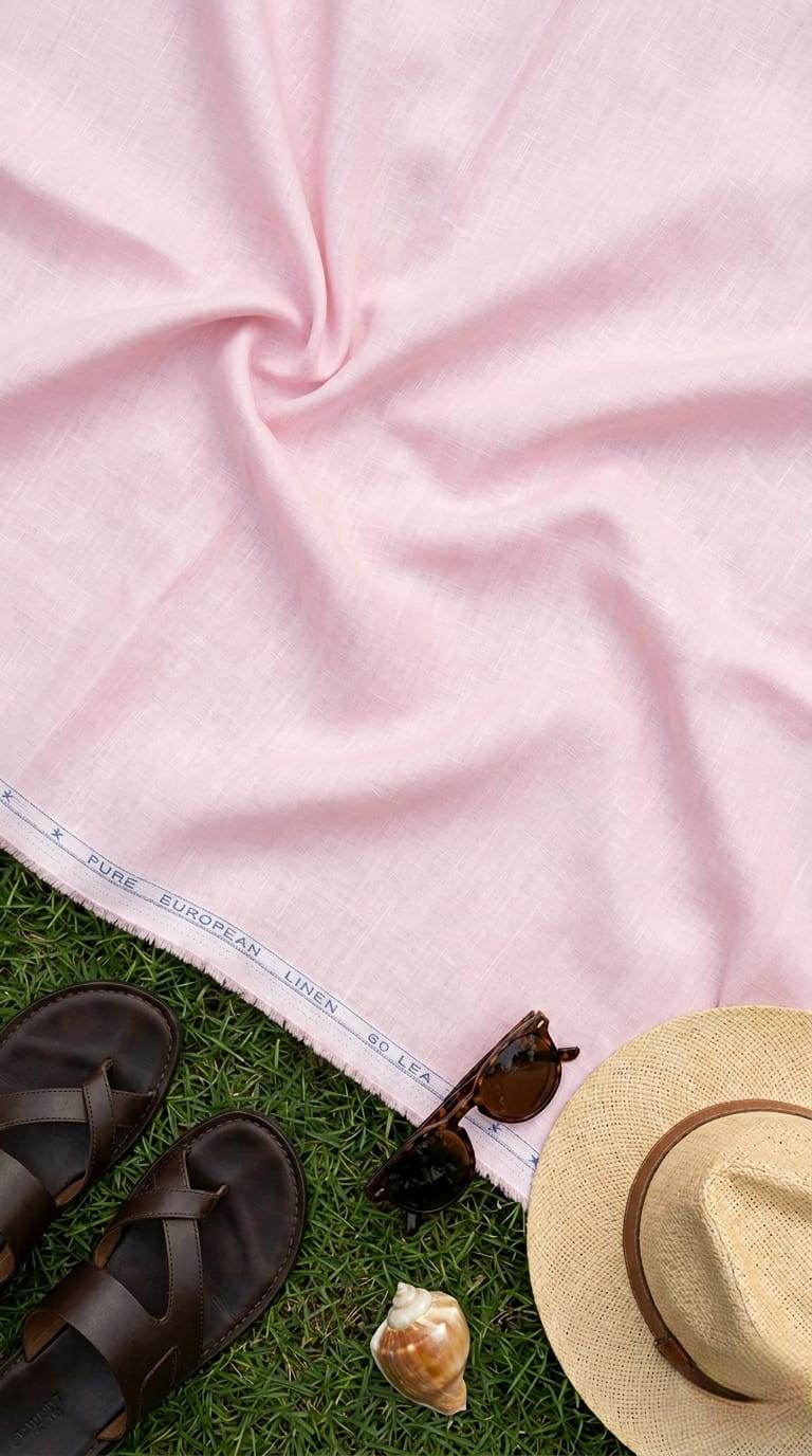 Premium Soft Blush Pink European style 100%Pure Linen 60 Lea Fabric(No cotton)
