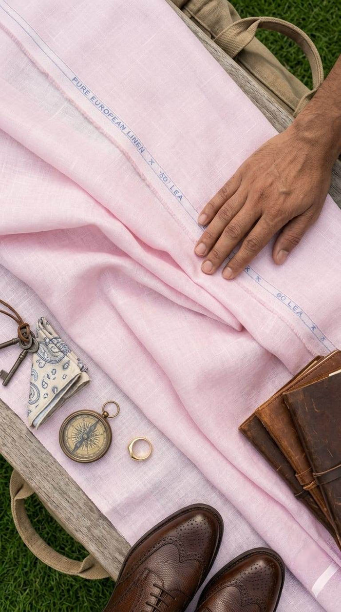 Premium Soft Blush Pink European style 100%Pure Linen 60 Lea Fabric(No cotton)