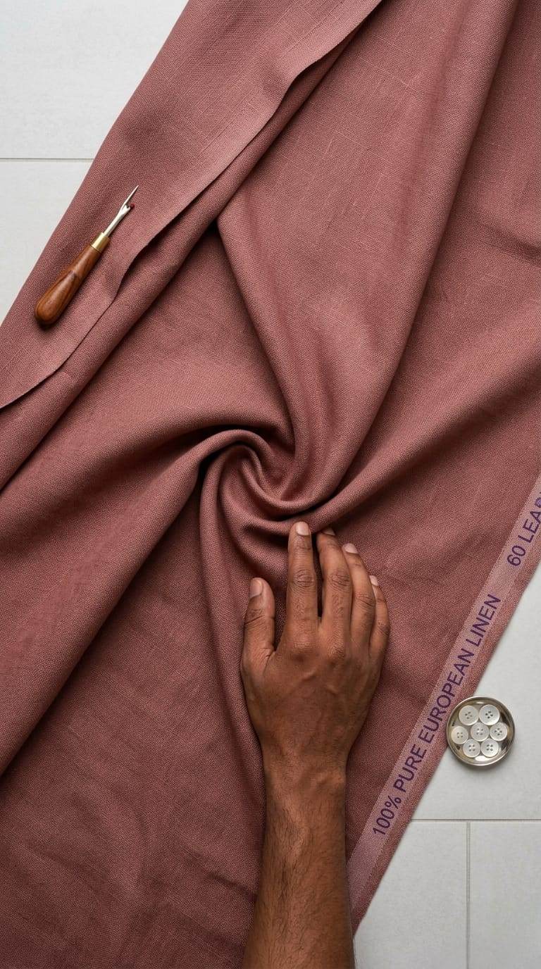 Premium Dusty Rose European style 100%Pure Linen 60 Lea Fabric(No cotton)