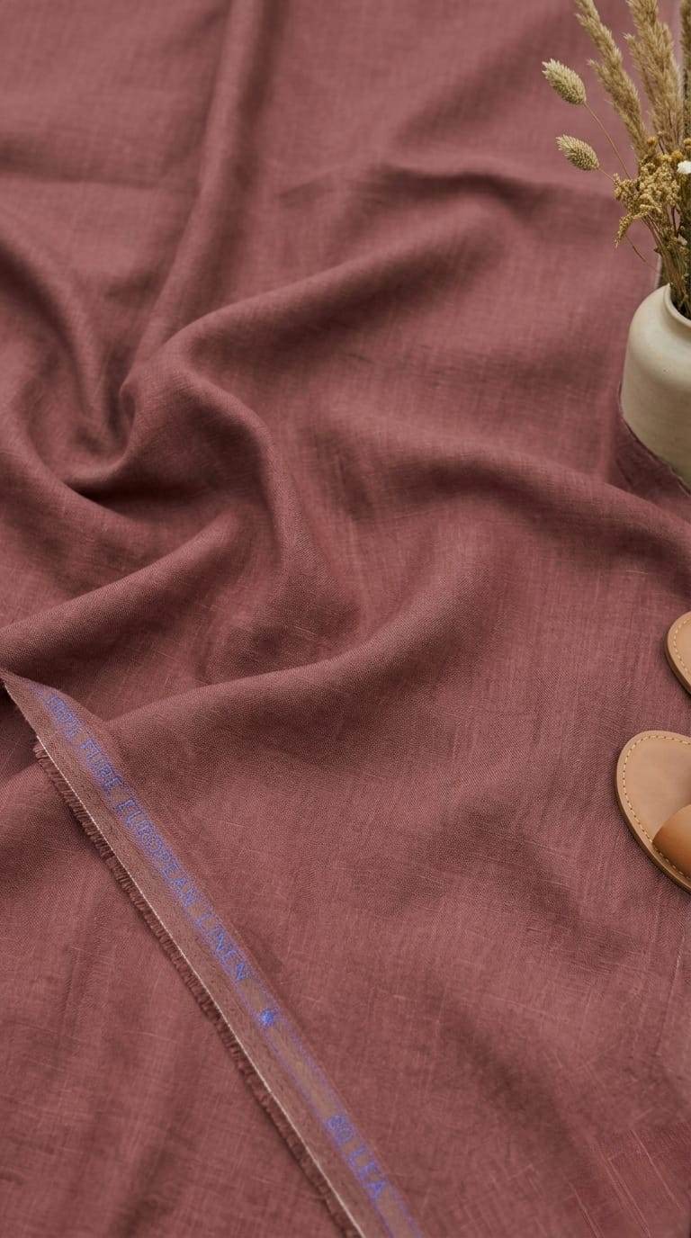 Premium Dusty Rose European style 100%Pure Linen 60 Lea Fabric(No cotton)