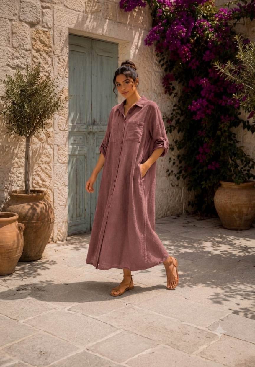 Premium Dusty Rose European style 100%Pure Linen 60 Lea Fabric(No cotton)
