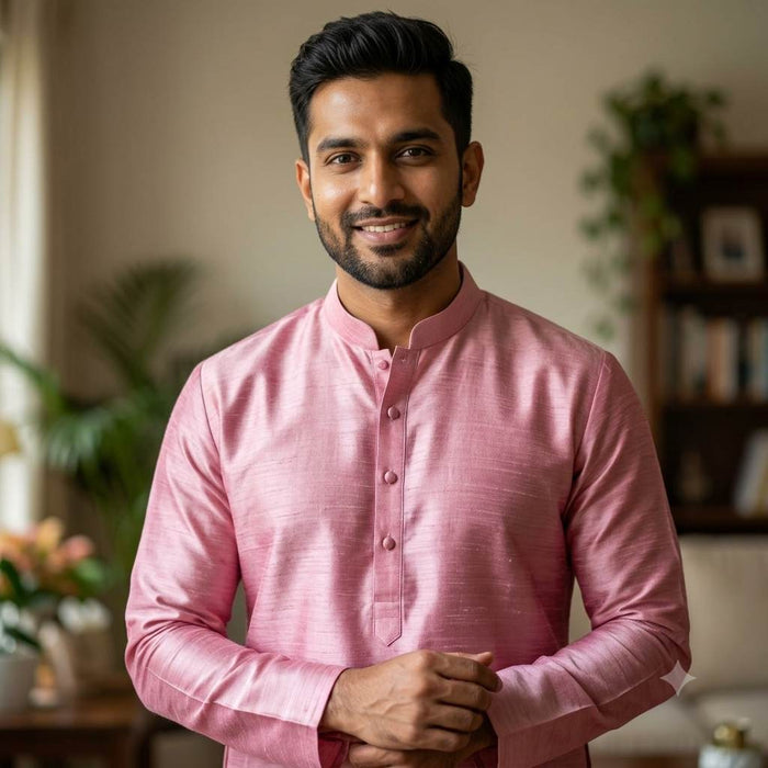 Pink Premium Glossy Shirting Chanderi  Fabric