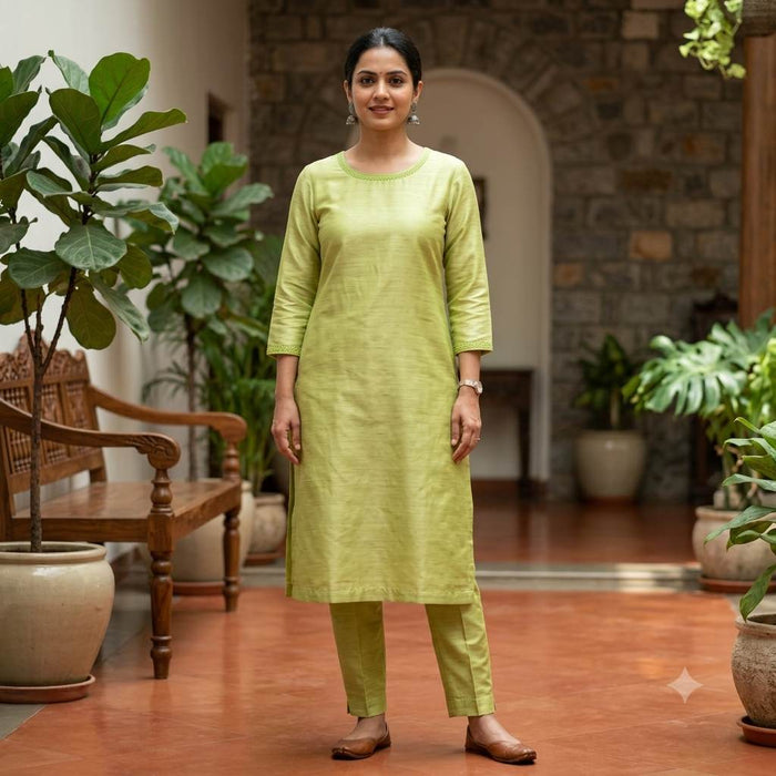 Premium Glossy Chanderi Silk-Cotton Blend Shirting Fabric – Soft Sage Green