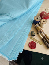 Premium Glossy Chanderi Silk-Cotton Blend Shirting Fabric – Classic Aqua Blue