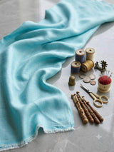 Premium Glossy Chanderi Silk-Cotton Blend Shirting Fabric – Classic Aqua Blue