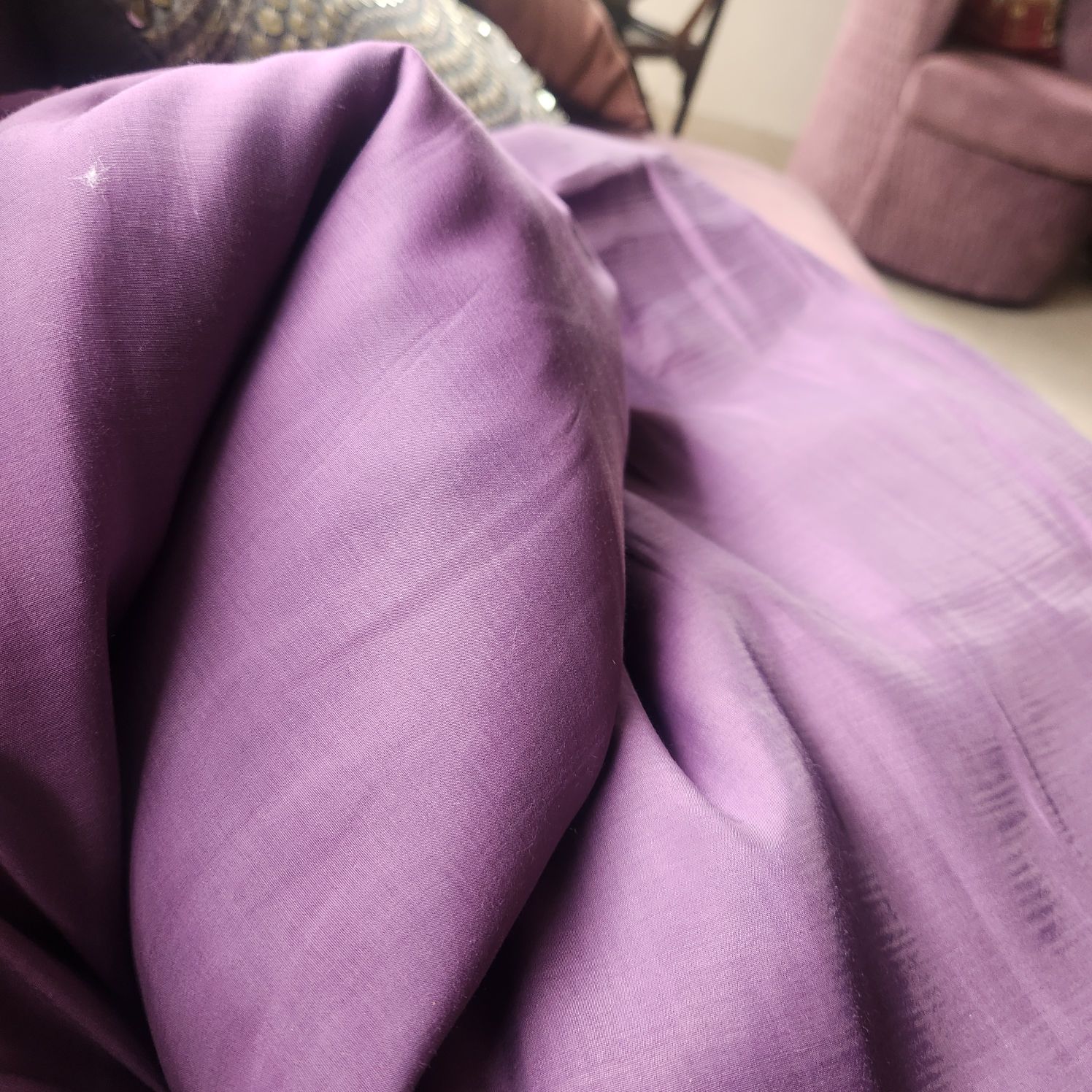 Luxury Levnder Mul Chanderi Fabric( Big Width)