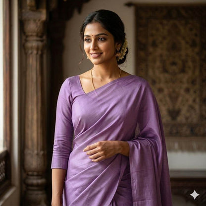 Pastel Lavender Mul Chanderi Fabric( Big Width)