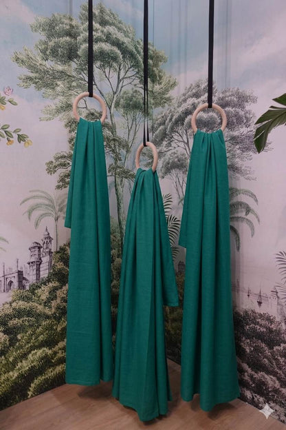 Emerald Green Mul Chanderi Fabric( Big Width)