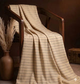 Classic Beige  thin Black Horizontal pinstripe Roma style Shirting Fabric