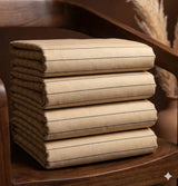 Classic Beige  thin Black Horizontal pinstripe Roma style Shirting Fabric