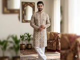 Heritage Bloom: Digital Print & Chikankari Embroidered Fabric