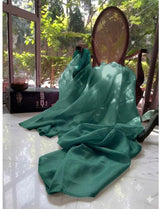 Premium Rama Green Mul Chanderi Fabric( Big Width)