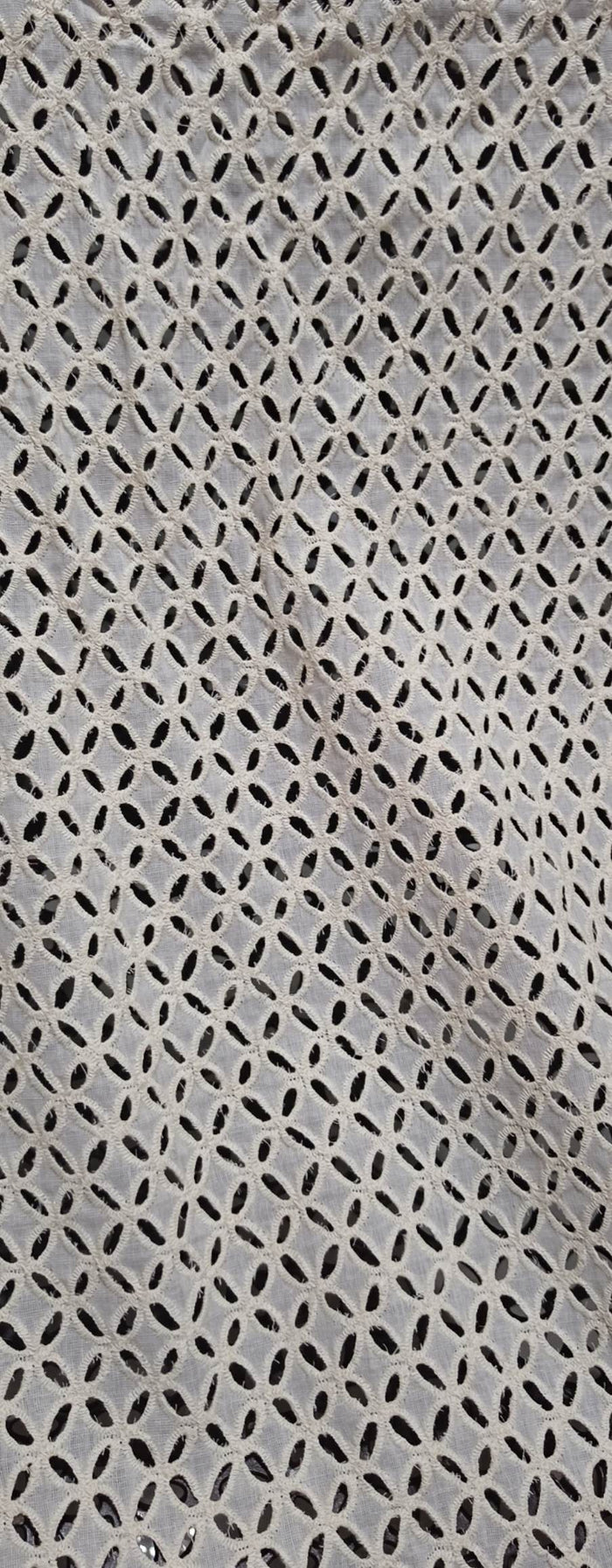 Premium Off-White Cotton Schiffli Eyelet Fabric (Dyeable)