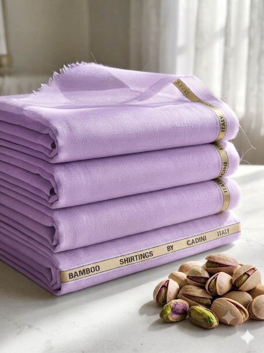 Siyaram’s Breezy Light Lilac Superfine Sustainable Bamboo Shirting Fabric | Cadini Italy Collection