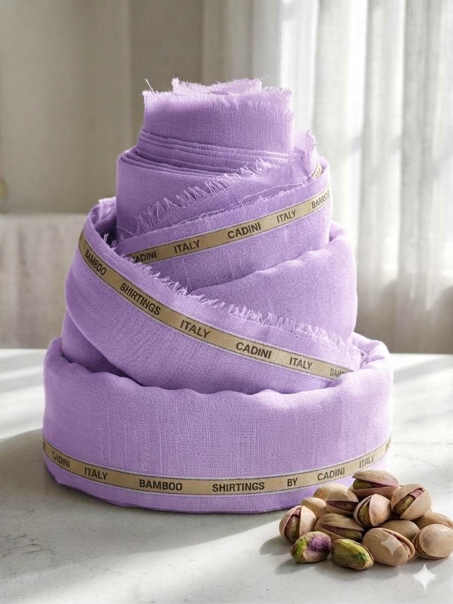 Siyaram’s Breezy Light Lilac Superfine Sustainable Bamboo Shirting Fabric | Cadini Italy Collection