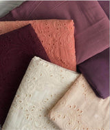 Premium Off-White Cotton Schiffli paisleys Fabric (Dyeable)
