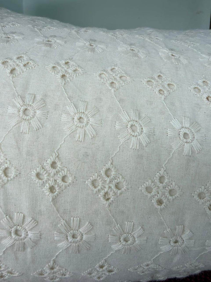 Premium Off-White Cotton Schiffli Embroidered Fabric (Dyeable)