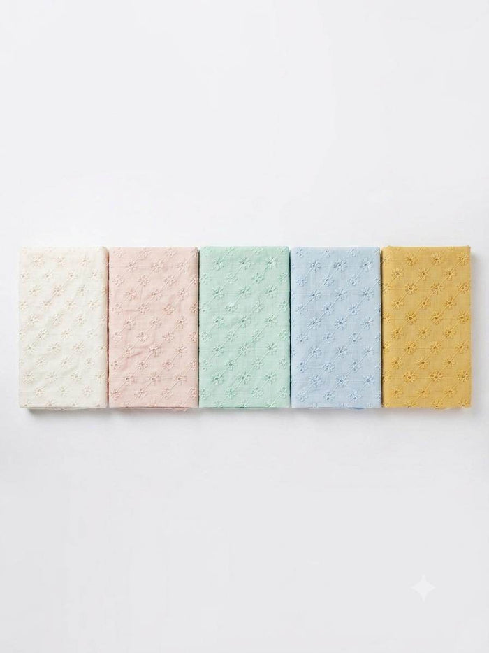 Premium Off-White Cotton Schiffli Embroidered Fabric (Dyeable)