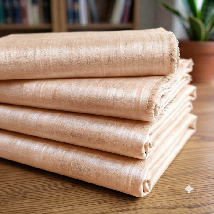 Pastel Peach Glossy Chanderi Shirting fabric
