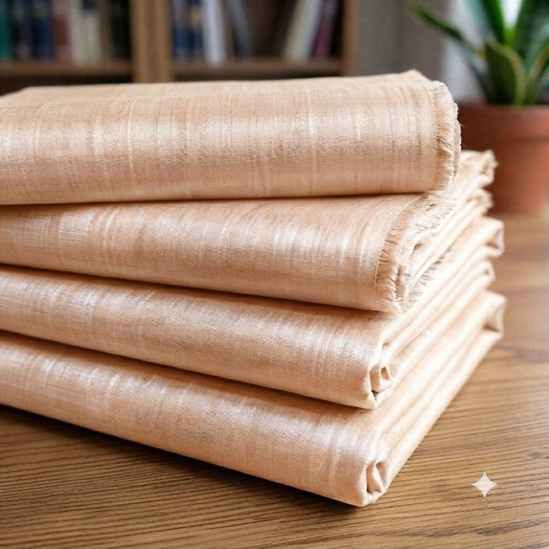 Pastel Peach Glossy Chanderi Shirting fabric