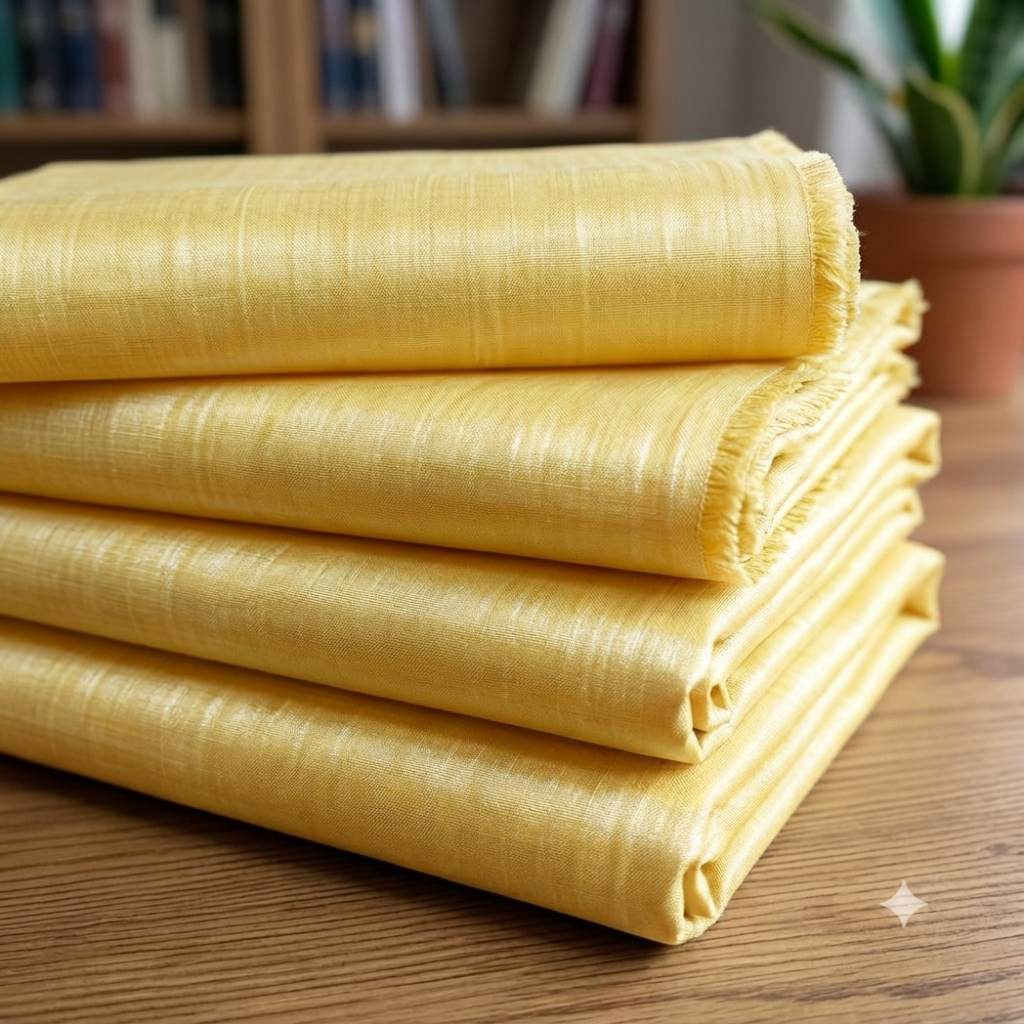 Lemon Yellow Glossy Chanderi Shirting fabric