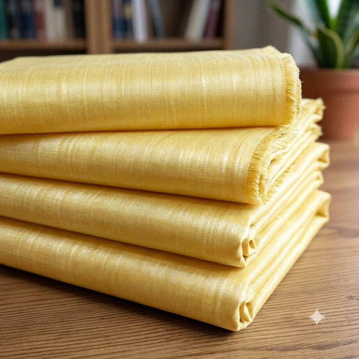 Lemon Yellow Glossy Chanderi Shirting fabric