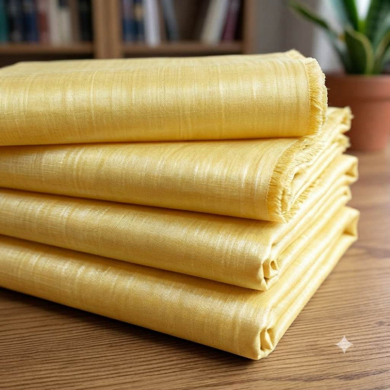 Lemon Yellow Glossy Chanderi Shirting fabric