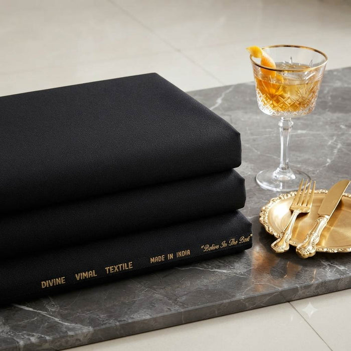 Premium Black Formal suiting Fabric Best for Trousers