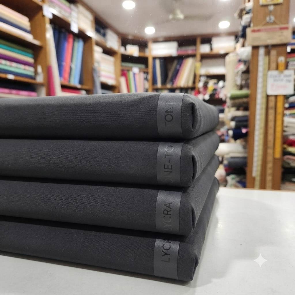 Rich Ink Black Lycra suiting Fabric strachable & wrinkle free