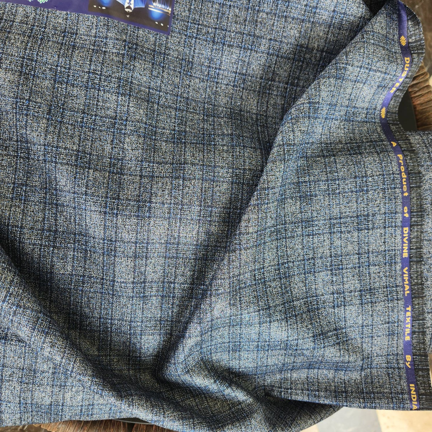 Premium Midnight Blue Textured Suiting Fabric