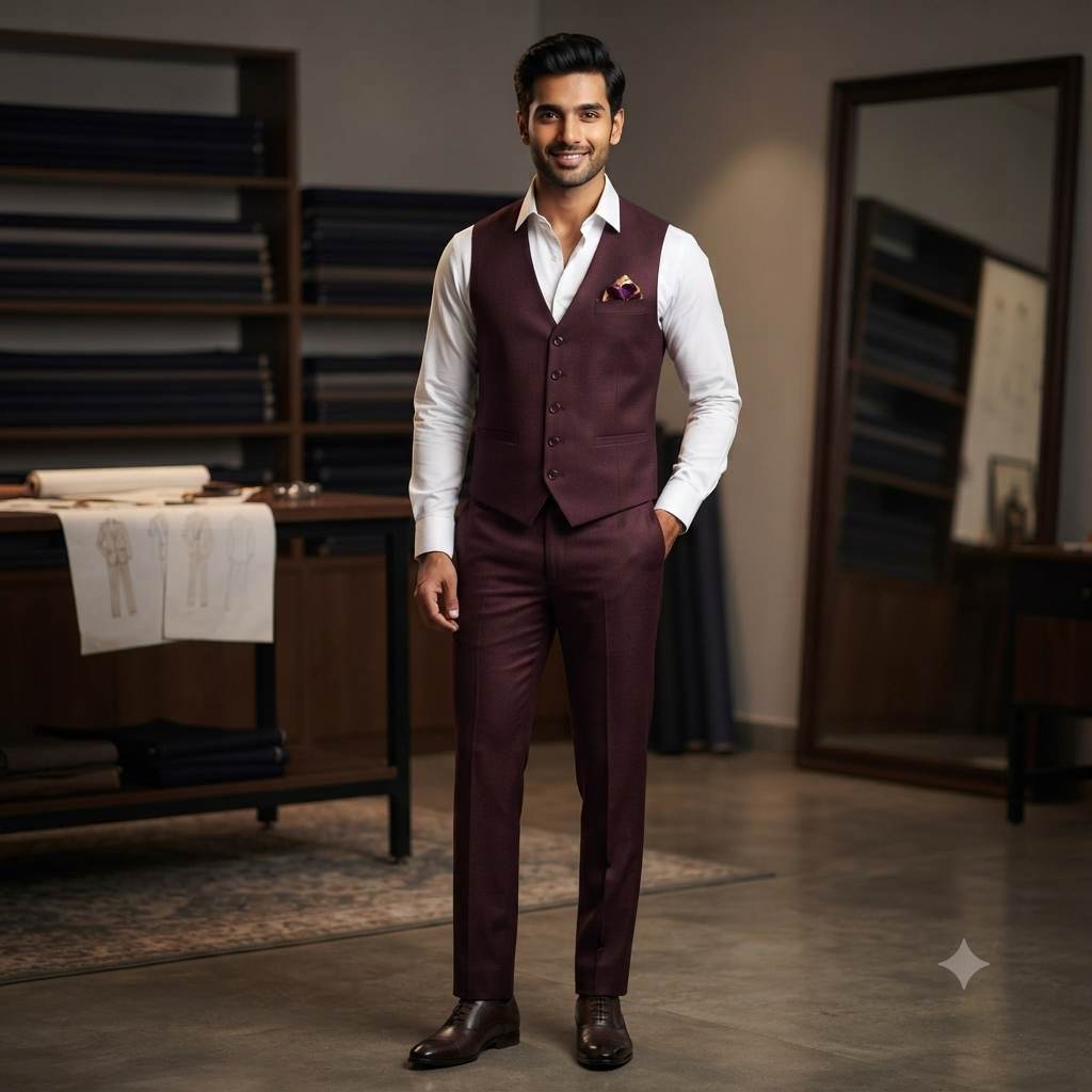 Premium Deep Maroon Formal Suiting Fabric