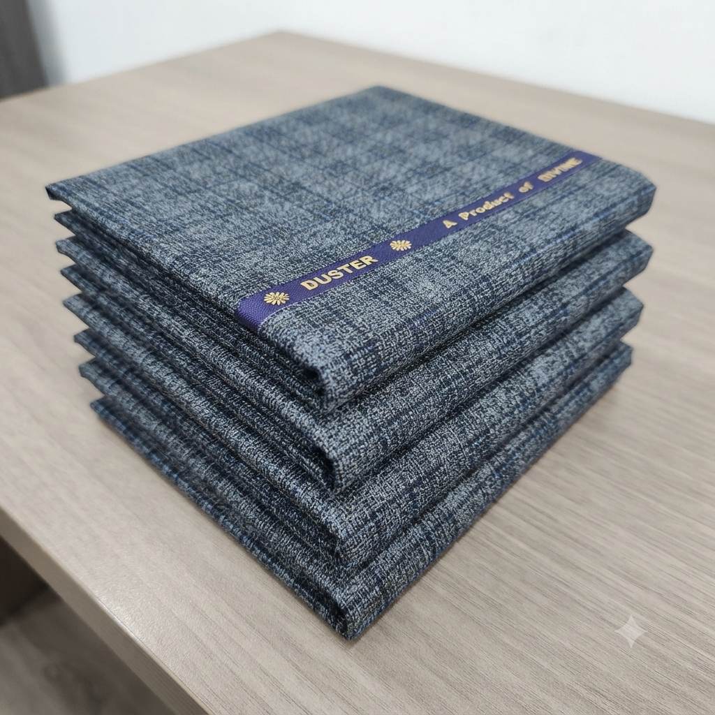 Premium Midnight Blue Textured Suiting Fabric