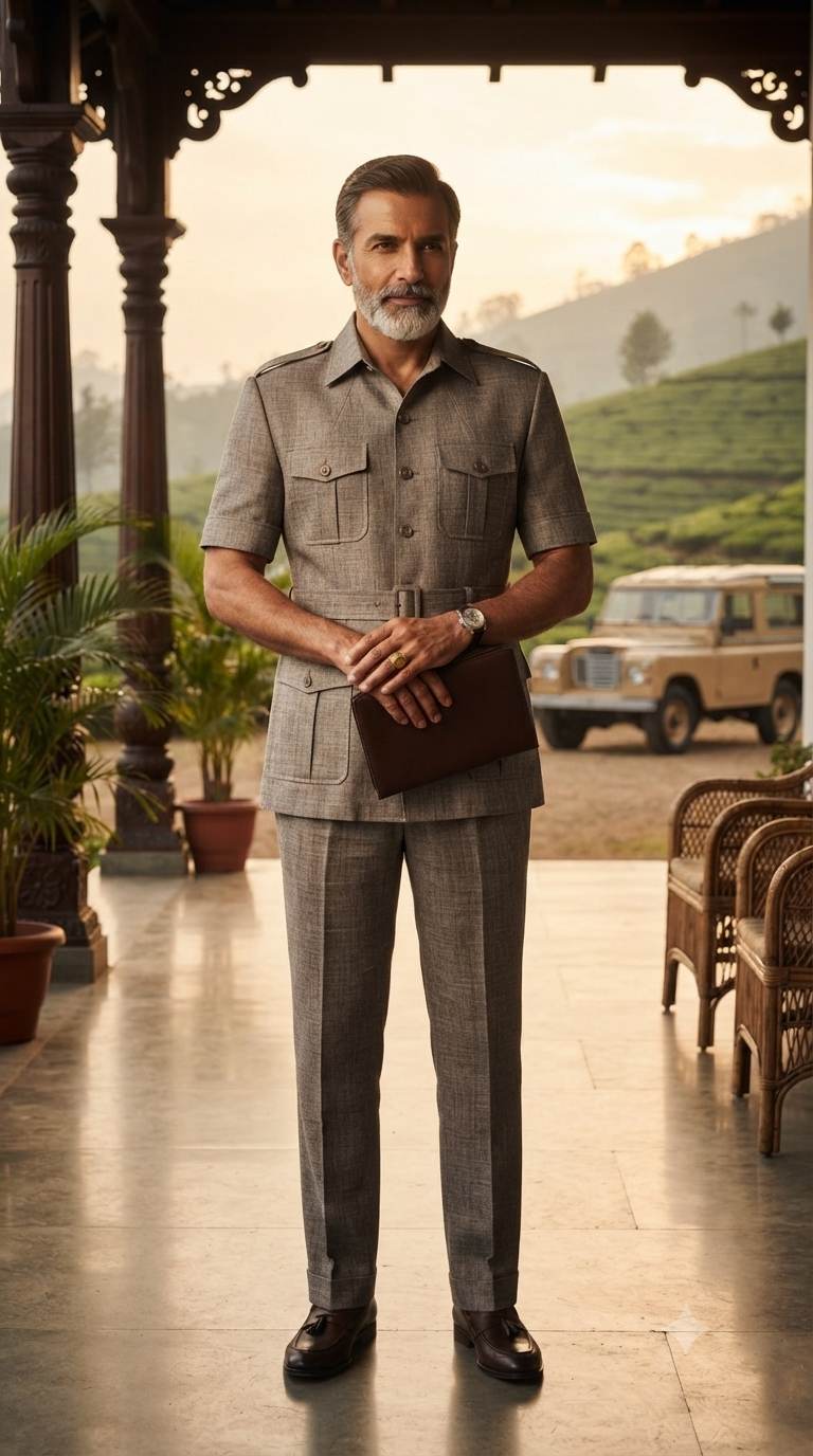 Sophisticated Grey melange with natural, earthy undertonesLinen-blend suiting Fabric