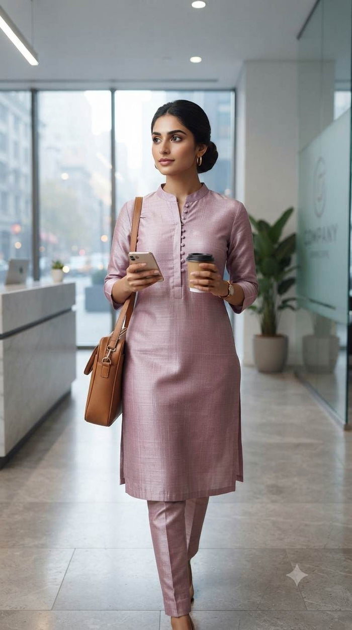 Pink Lavender Glossy Shirting Chanderi Fabric